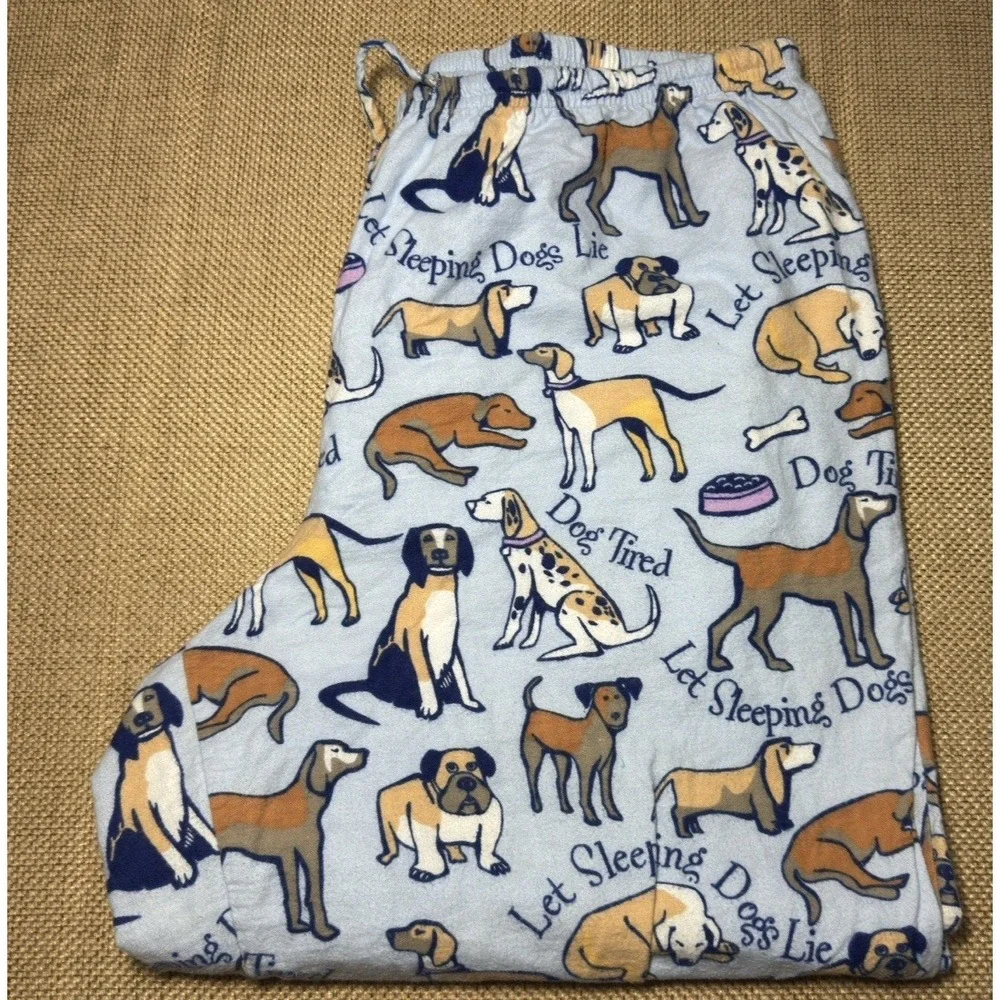 Pajamagram Dog Pajama Set Womens 1X Plus 2pc Flannel LS Top Elastic Pants Cotton